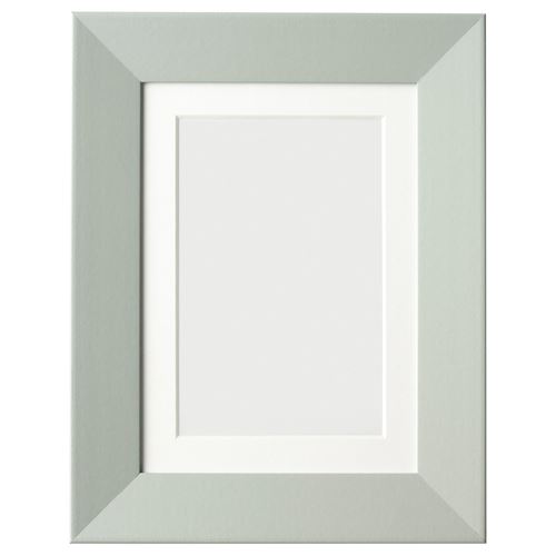 IKEA - PLOMMONTRAD, beyaz çerçeve, soluk gri-yeşil, 13x18 cm
