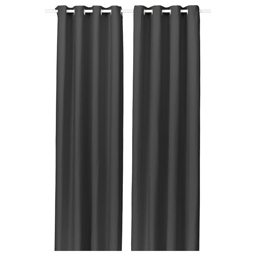 IKEA - GINSTMOTT, fon perde/2 kanat, koyu gri, 145x300 cm
