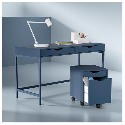 IKEA - ALEX, çalışma masası, mavi-siyah, 132x58 cm