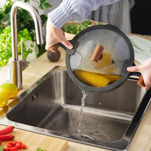 IKEA - KLIPPFISK, tencere, yapışmaz kaplama-ahşap-mavi siyah, 5 lt