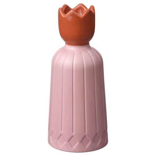 IKEA - OMMJANGE, şamdan, pembe-turuncu, 20 cm