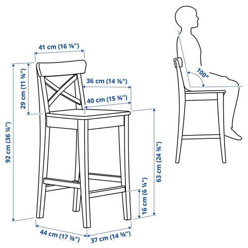 IKEA - ROSENTORP, bar sandalyesi, beyaz, 63 cm