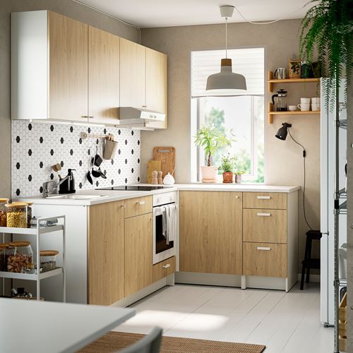 IKEA - KNOXHULT, corner kitchen storage combination, oak effect