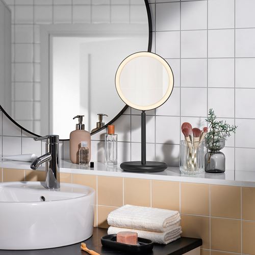 IKEA - EKFANN, aydınlatmalı ayna, siyah