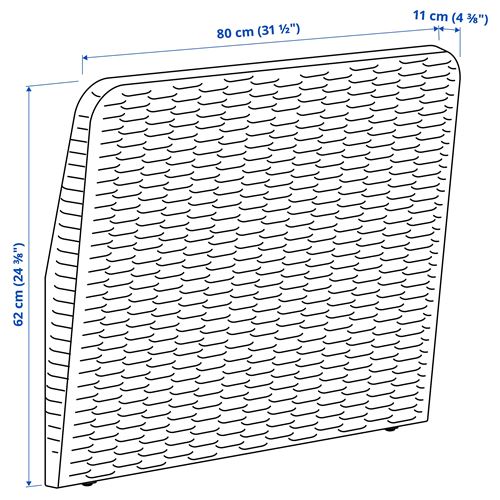IKEA - VITTSKAR, backrest for outdoor sofa, dark grey, 80x62 cm