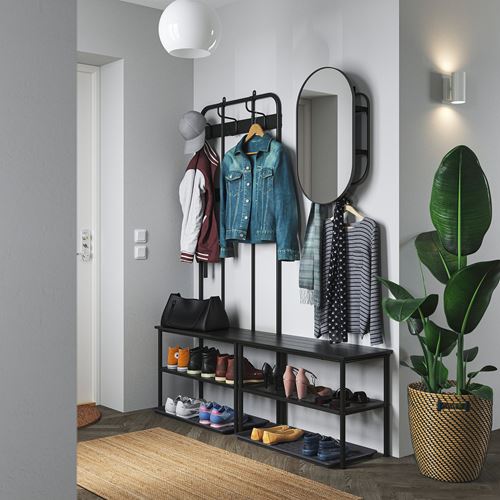 IKEA - NIPASEN/BAGGMUCK, antre mobilya seti, siyah-gri