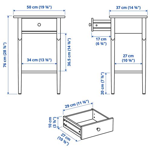 IKEA - BLASTASEN, bedside table, grey/beige, 50x37x76 cm