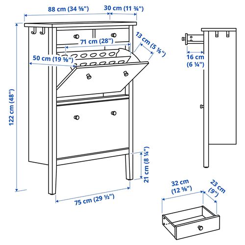 IKEA - GULLABERG, ayakkabı dolabı, beyaz, 88x30x122 cm