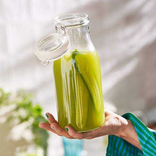 IKEA - KORKEN, kapaklı cam şişe, cam, 1 lt