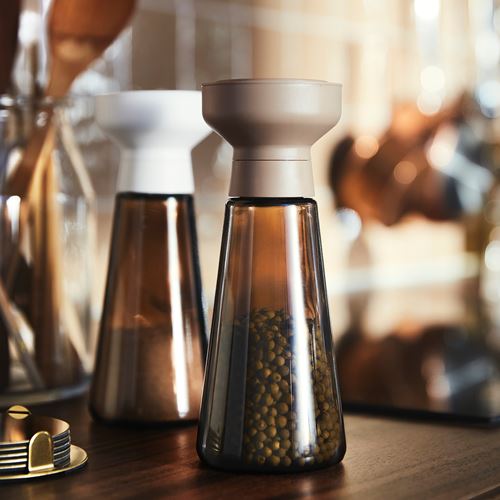 IKEA - HALVTOM, spice mill, glass-brown, 19 cm