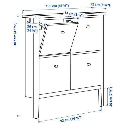 IKEA - GULLABERG, shoe cabinet/storage, grey, 105x22x107 cm
