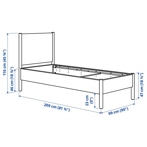 IKEA - TONSTAD/LURÖY, single bed, off white, 90x200 cm