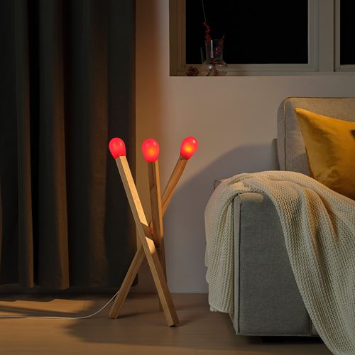 IKEA - STRALA, LED'li dekoratif aydınlatma, ahşap, 67 cm