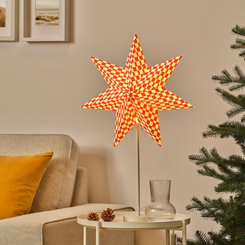 IKEA - STRALA, abajur başlığı, kırmızı-beyaz, 48 cm