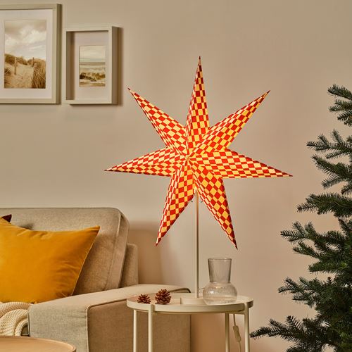 IKEA - STRALA, abajur başlığı, kırmızı-beyaz, 70 cm