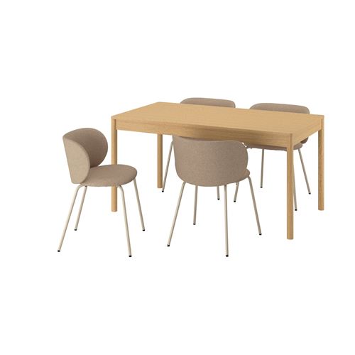 IKEA - TONSTAD/KRYLBO, mutfak masası takımı, meşe kaplama-Tonerud koyu bej, 4 sandalyeli