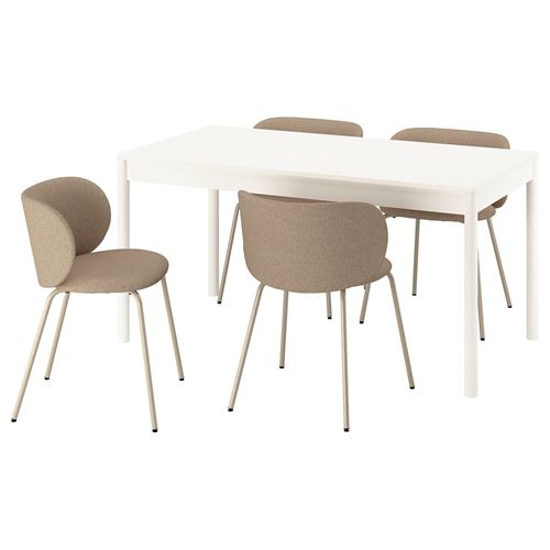 IKEA - TONSTAD/KRYLBO, mutfak masası takımı, kırık beyaz-Tonerud koyu bej, 4 sandalyeli