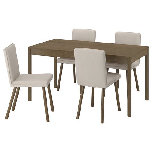 IKEA - TONSTAD, mutfak masası takımı, kahverengi/meşe kaplama-Fridtuna açık bej, 4 sandalyeli