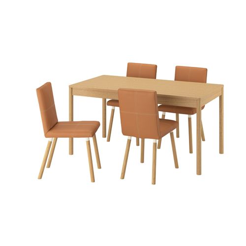 IKEA - TONSTAD, mutfak masası takımı, meşe kaplama-Bomstad altın kahverengi/meşe görünümlü, 4 sandalyeli