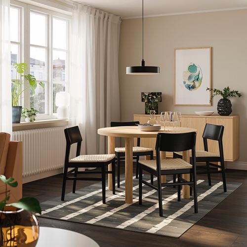 IKEA - STOCKHOLM 2025/SKANSNAS, yemek masası takımı, meşe kaplama-siyah kayın, 4 sandalyeli