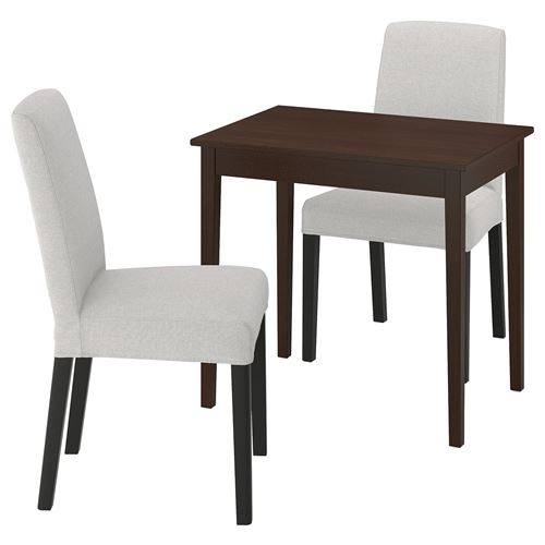 IKEA - NASINGE/BERGMUND, mutfak masası takımı, koyu kahve/kayın kaplama-Orrsta açık gri/siyah, 2 sandalyeli