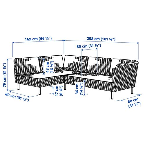 IKEA - VITTSKAR, garden corner sofa set, dark grey, 169x258  cm