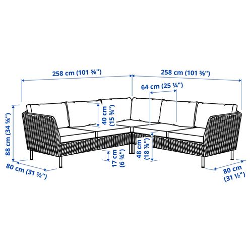 IKEA - VITTSKAR, garden corner seating group, dark grey