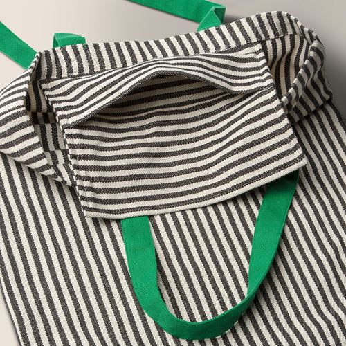 IKEA - MAVINN, storage bag, green-white-black handwoven