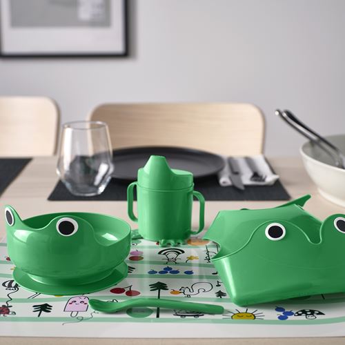 IKEA - MATA, çocuk yemek seti, parlak yeşil