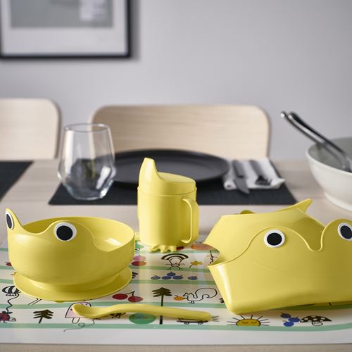IKEA - MATA, çocuk yemek seti, açık sarı