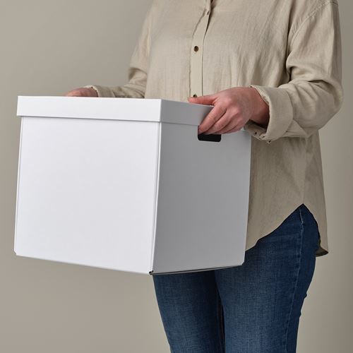 IKEA - FJADERHARV, box with lid, white, 32x35x31 cm