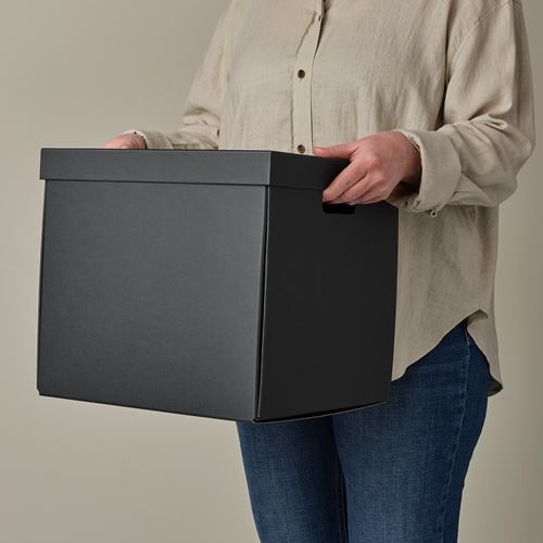 IKEA - FJADERHARV, box with lid, anthracite, 32x35x31 cm