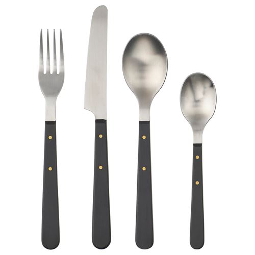 IKEA - DOFTSKÖLD, cutlery for 6 people, black