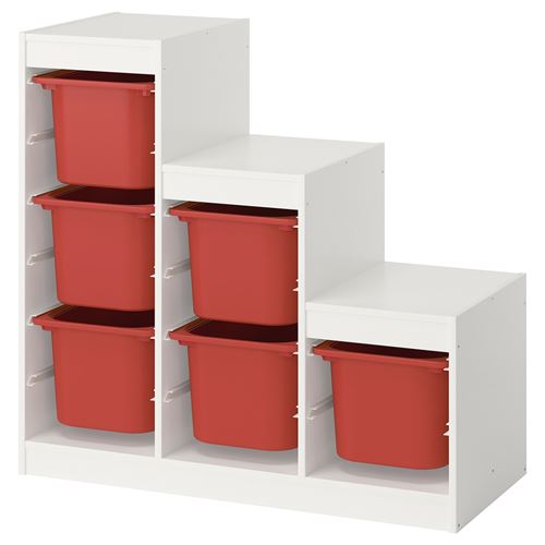 IKEA - TROFAST, saklama ünitesi, beyaz-kırmızı, 99x44x94 cm