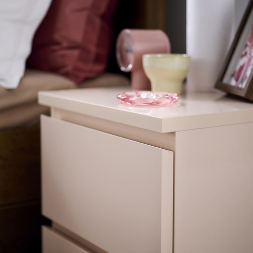 IKEA - MALM, bedside table, light orange-high-gloss, 40x55 cm