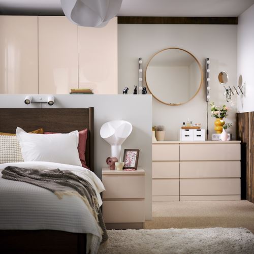 IKEA - MALM, bedside table, light orange-high-gloss, 40x55 cm