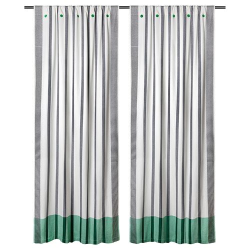 IKEA - MAVINN, background curtain, 1 pair, stripe green, 110x300 cm