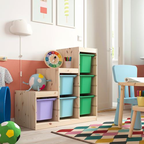 IKEA - TROFAST, saklama ünitesi, çam-çok renkli, 94x44x91 cm