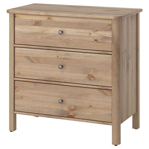 IKEA - STOREMOLLA, 3 çekmeceli şifonyer, gri-kahverengi, 93x50x91 cm