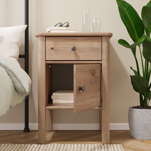 IKEA - STOREMOLLA, bedside table, grey-brown, 50x50x72 cm