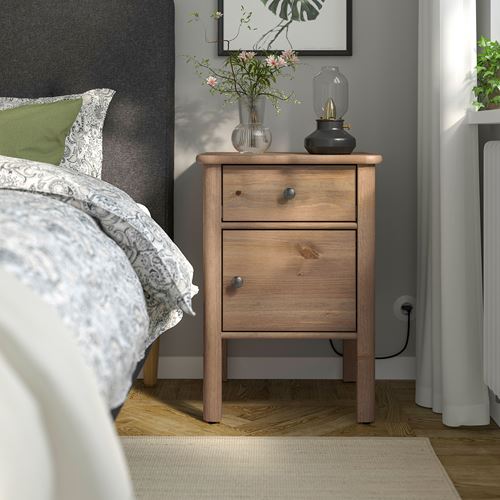 IKEA - STOREMOLLA, bedside table, grey-brown, 50x50x72 cm