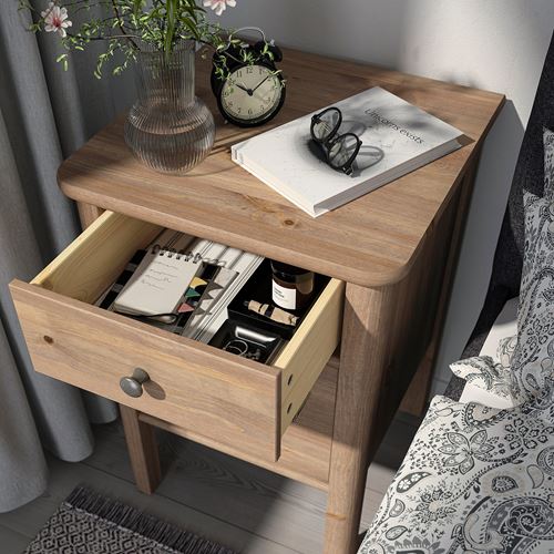 IKEA - STOREMOLLA, bedside table, grey-brown, 50x50x72 cm