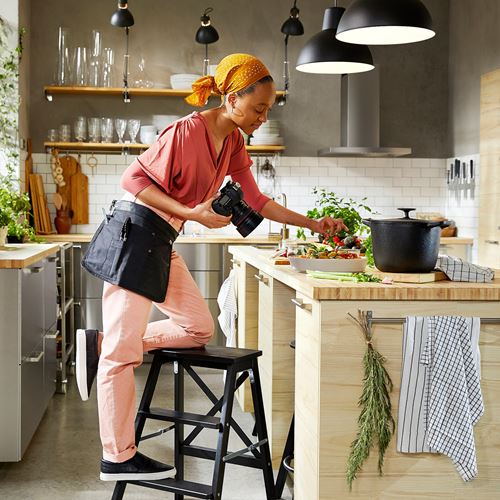 IKEA - RINNIG, kurulama bezi, beyaz-koyu gri, 45x60 cm