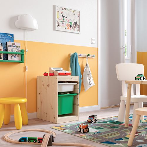 IKEA - TROFAST, storage-unit, pine-white-bright green, 32x44x52 cm