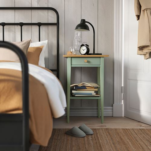 IKEA - HEMNES, komodin, gri-yeşil-açık kahverengi boyalı, 46x35 cm
