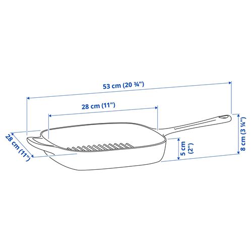 IKEA - VARDAGEN, grill pan, cast iron, 28x28 cm