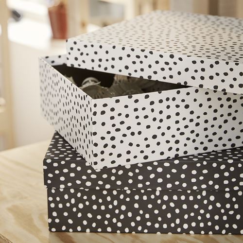 IKEA - RATTAREN, kapaklı kutu, siyah-beyaz