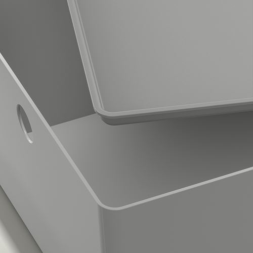 IKEA - KUGGIS, box with lid, light grey, 26x35x15 cm