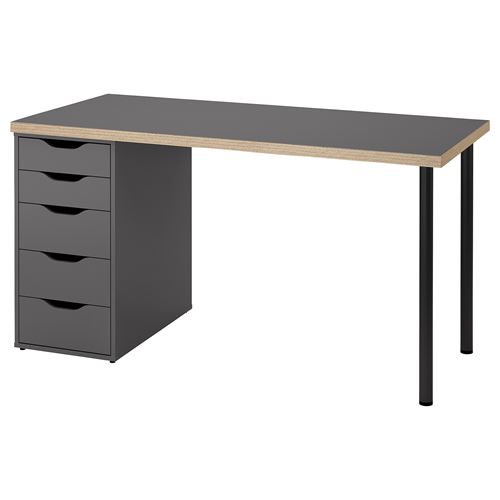 IKEA - LAGKAPTEN/ALEX, çalışma masası, gri-siyah, 140x60 cm