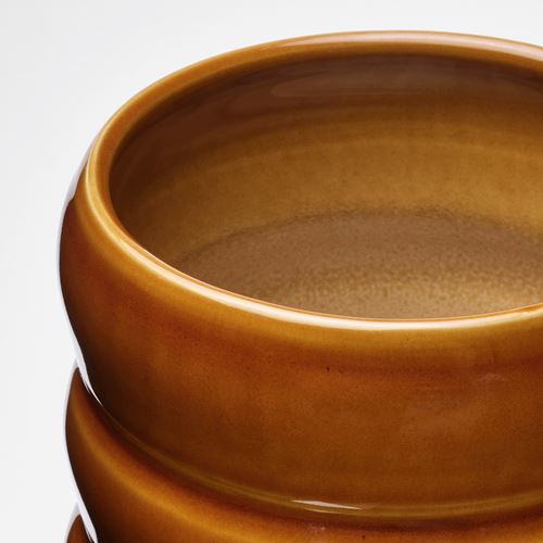 IKEA - HASSELBUKETT, seramik saksı, kahverengi-sarı, 12 cm
